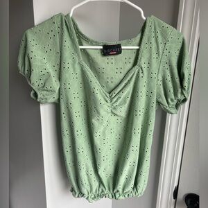 Discreet Green cinched bust top.